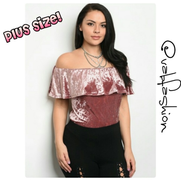 Vabfashion Tops - PLUS SIZE MAUVE VELVET BODY SUIT!🍁